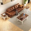 Set of 2 Modern Tempered Glass Tea Table ,Tempered Glass Tabletop with MDF Layer,Coffee Table,End Table, Square Table for Living Room, Brown/white - 3 of 4