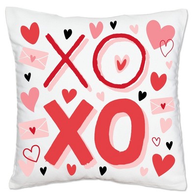 Big Dot of Happiness Happy Valentine's Day - Valentine Hearts Party Home Decorative Canvas Cushion Case - Throw Pillow Cover - 16 x 16 Inches