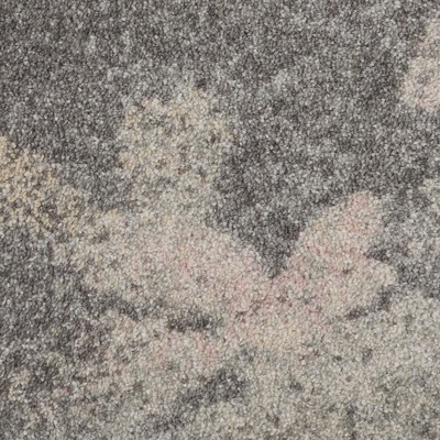 Elysian Blooms 63'' Grey and Pink Floral Round Area Rug