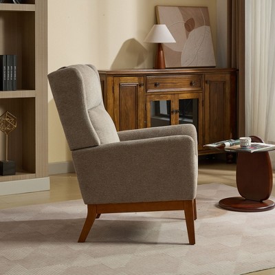 CAVINAS Classic High-Back Swivel Chair with Walnut Leg,Accent Chair for Living Room,Reading Room,Office