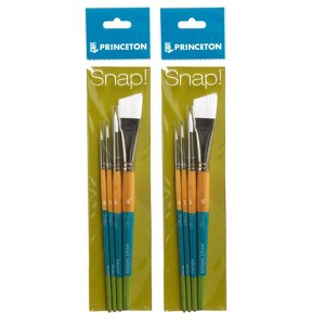 Princeton Snap! Brush Set No. 3, Synthetic Bristles, Short Handle Mixed Media Paintbrush, Multicolor, 4 Per Set, 2 Sets - 1 of 2