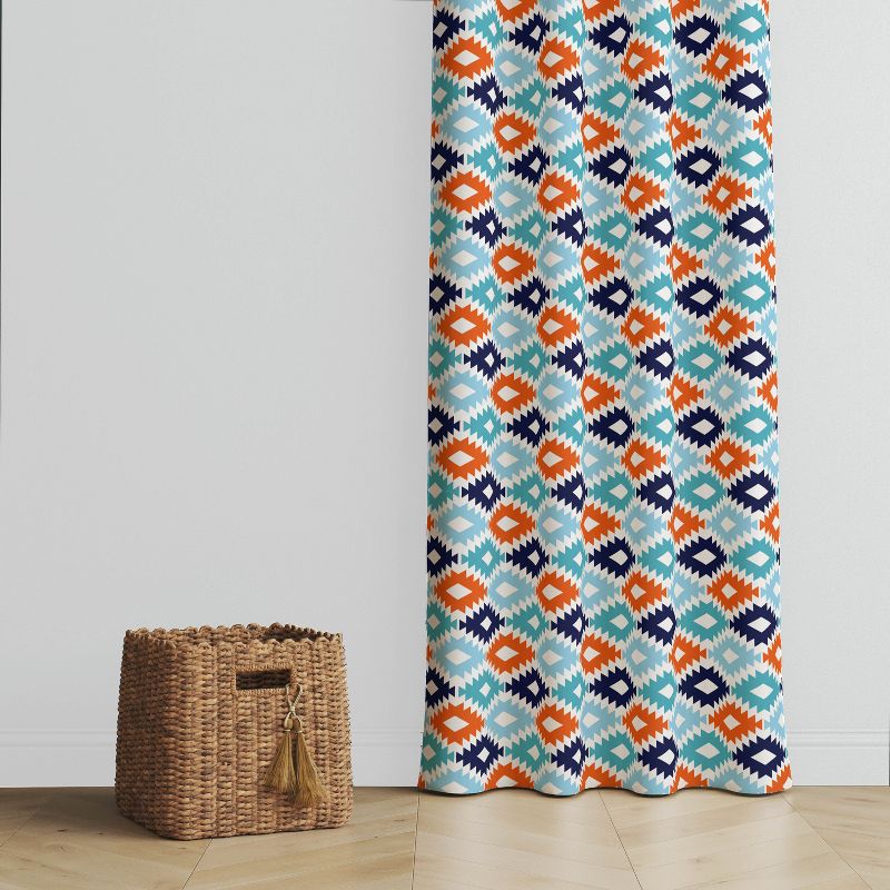 Bacati - Liam Aqua/Orange/Navy Kilim Curtain Panel, 3 of 6