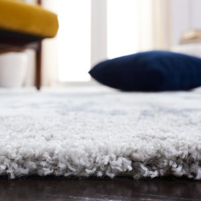 Gray and Blue Abstract Stain-Resistant Area Rug