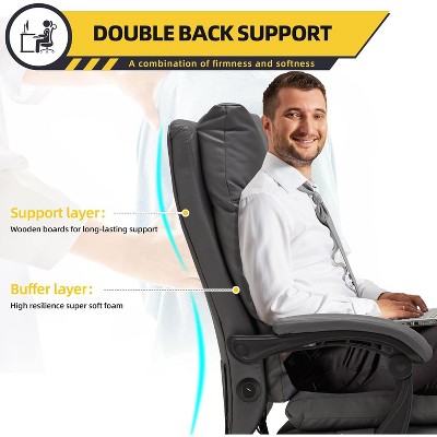 Dark Grey Leather Executive Massage Office Chair with Footrest