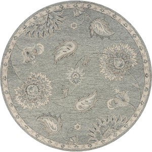 5' Gray Round Wool Hand Tufted Area Rug - 1 of 4