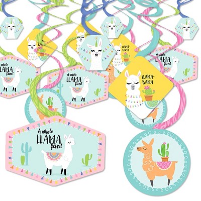 Big Dot of Happiness Whole Llama Fun - Llama Fiesta Baby Shower or Birthday Party Hanging Decor - Party Decoration Swirls - Set of 40