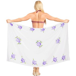 LA LEELA Women's Summer Bikini Wraps Beach Wrap Sarong Coverup Skirt Bathing suit Swimsuit Swimwear Cover Up for Women One Size White, Leaf - 1 of 4