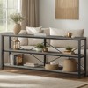 Hommoo 70.9" Console Table, 3-Tier Sofa Table with Metal Frame - 3 of 4