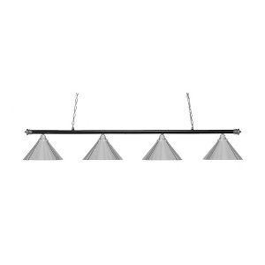 Toltec Lighting Oxford 4 - Light Island Pendant Light in  Chrome/Matte Black with 14” Chrome Cone Metal Shade  Shade - 1 of 1