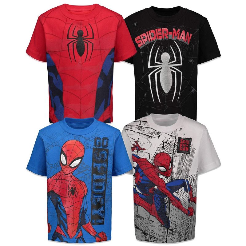 Marvel Spider-Man 4 Pack Pullover T-Shirts Little Kid to Big Kid, 1 of 10