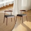 FONTOI Armchair Upholstered Chair Set of 2 with Solid Wood Legs,  Mid-Century Modern Accent Stools Set of 2 for Kitchen, Brown, 16.9"*14.2"*33.8" - 2 of 4