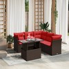 vidaXL 6 Piece Garden Sofa Set with Cushions Brown Poly Rattan - 2 of 4