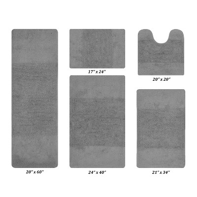 Granada 5 Piece Bath Rug Set 100% Premium Cotton Tufted Non-Slip Backing Bathmats for Bathroom, Super Soft Absorbent, Machine Washable
