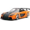 Han's Mazda RX-7 Orange Met. & Matt Black & Toyota GR Supra Orange Met. w/Black Hood Set of 2 pcs 1/32 Diecast Model Cars Jada - 3 of 4