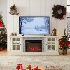 ORRD 70" White TV Stand with 23" Electric Fireplace, Faux Stone Media Console Cabinet with Storage - 2 of 4