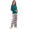 Casual Nights Women's Jersey Knit Long-Sleeve Top and Soft Flannel Bottom Pajama Set - 3 of 4