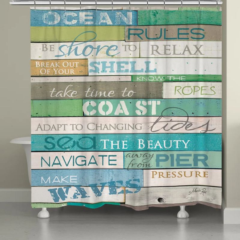 Laural Home Ocean Rules Shower Curtain, 1 of 2