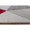 Home Mart Goods Red Silver Grey Geometric Triangles Hand-Carved Soft Living Room Area Rug - 4 of 4