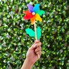 Blue Panda 12-Pack Rainbow Flower Pinwheels for Yard and Garden - Wind Spinners and Outdoor Party Favors for Kids - 4 of 4