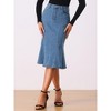 INSPIRE CHIC Women's High Waist Fishtail Ruffle Denim Jean Skirt - 3 of 4