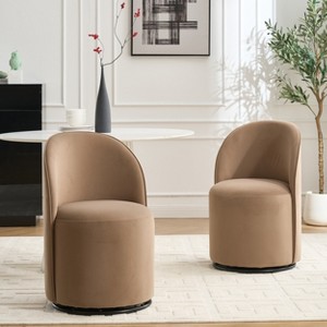GDFStudio Miranda Modern 21.25" Wood and Velvet Upholstered Swivel Barrel Chair - 1 of 4