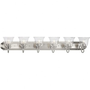 Progress Lighting, Calhoun Collection, 6-Light Vanity Light, Brushed Nickel, Clear Glass Shades, Material: Steel - 1 of 4