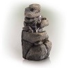 11" Resin Tiered Rock Tabletop Fountain with LED Lights Bronze - Alpine Corporation: Indoor/Outdoor Decor, 3 Basins, Electric Powered - 4 of 4