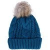 CTM Women's Cable Knit Lined Winter Beanie with Synthetic Fur Pom - 4 of 4