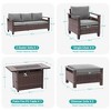 Sonkuki 8 Pieces Patio Sofa with Rectangle Fire Pit Table and Ottomans, Patio Conversation Couch with Cushion - 2 of 4