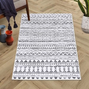 Area Rug Washable Geometric Rugs for Living Room Non-Slip Stain Resistant Floor Carpet Farmhouse Foldable Indoor Rugs - 1 of 4