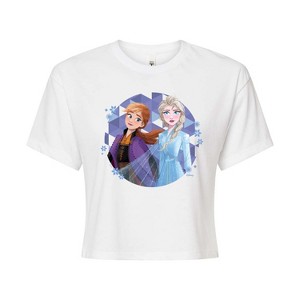 Women's - Frozen 2 - Anna & Elsa Cropped Graphic T-Shirt - 1 of 4