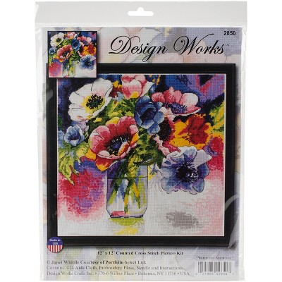 Design Works Counted Cross Stitch Kit 10"X14"-Watercolor Anemonies (14 Count)