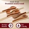 Folkulture Wooden Spoons for Cooking | Set of 5 - 12" Premium Mango Wood Utensils - Smooth White Finish Cooking Utensils Set for Kitchen (White) - 3 of 4