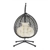 1pc Hanging Egg Chair, Weather-Resistant PE Rattan & Iron Frame, Indoor Outdoor Lounge with Adjustable Headrest - Coolbibila - 3 of 4