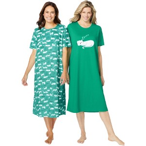 Dreams & Co. Plus Size 2-Pack Long Sleepshirts - 1 of 4