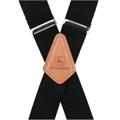 Black Adjustable Elastic Suspenders with Leather Patch
