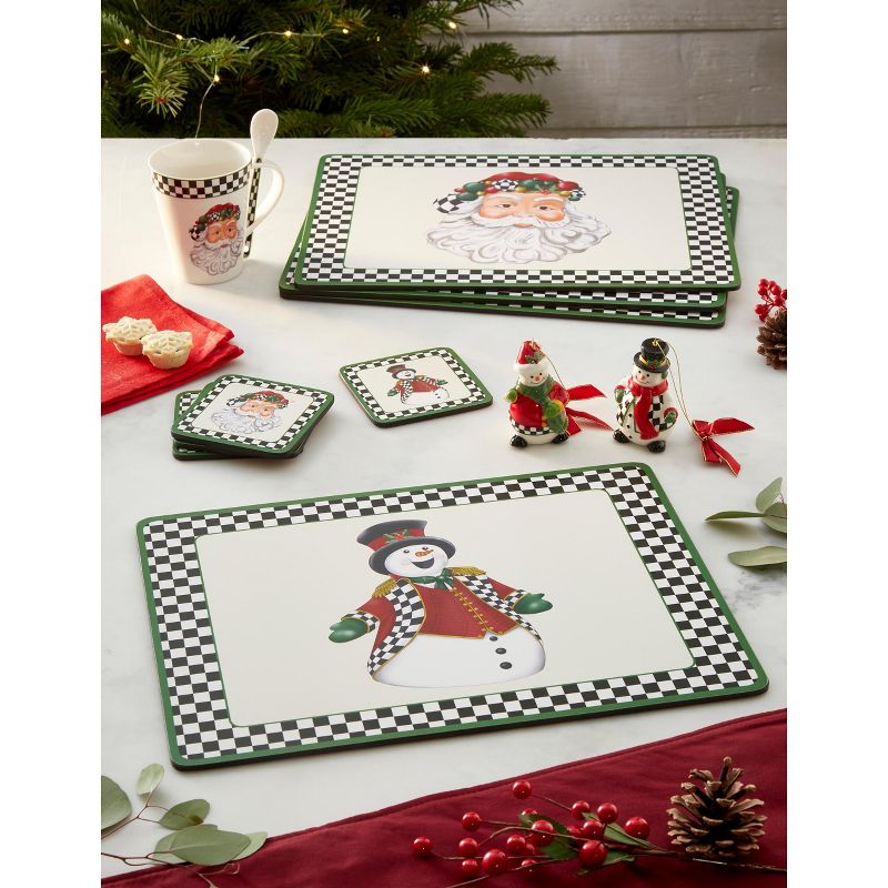Pimpernel Christmas Coasters Set of 6, Cork Backed Board Heat and Stain Resistant, Black and White, 5 of 6