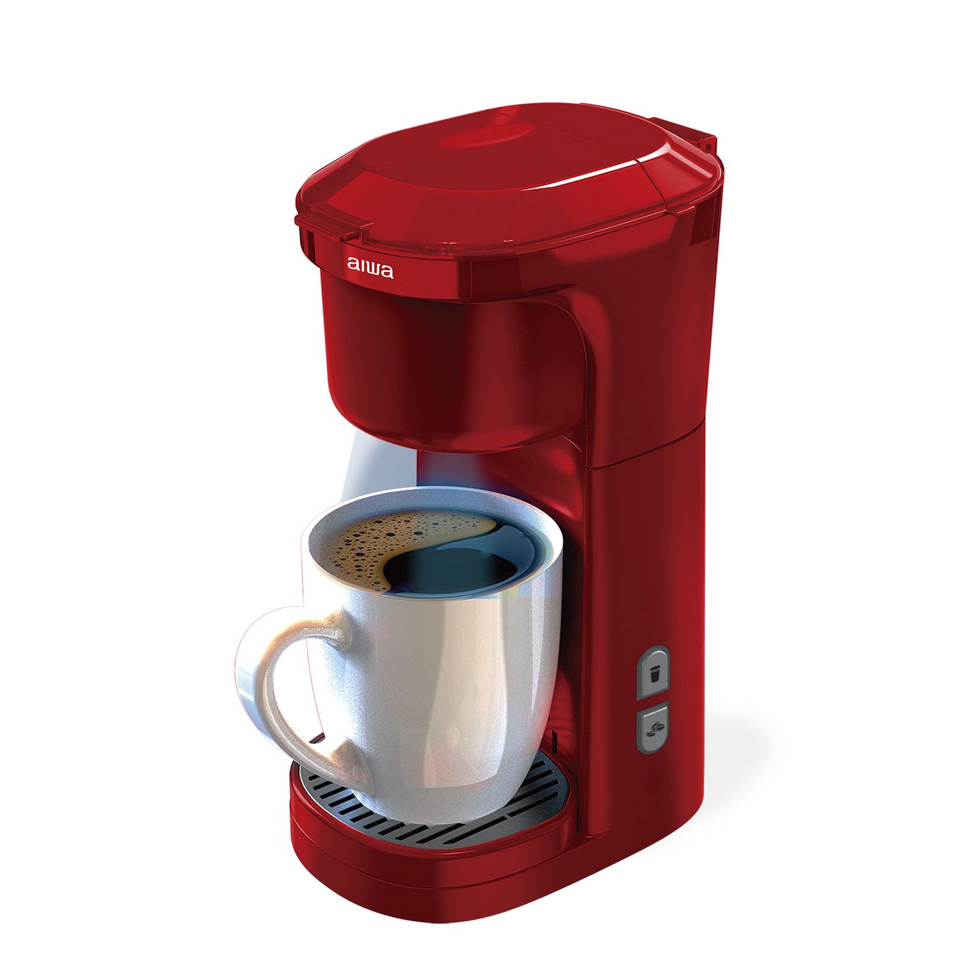 Aiwa 2-in-1 Single Serve Cup Black Drip Coffee Maker, Works with K-Cups Brew, Halo Light Indicator, Includes Reusable Pod