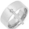 Steeltime Ladies stainless steel Our Father english prayer band ring with cross charm - 2 of 4