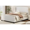 VYNXARIA Beige Queen Size 51" High Headboard Wingback Linen Upholstered Bed - No Box Spring Required - 3 of 4