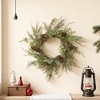 FONTOI 16 Inch Winter Wreath for Front Door Set of 2 Christmas Wreaths Indoor with Pine Cone Twig for Window , Holiday Decor, Green, 16"* 16"*2.4" - 2 of 4