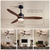 Ludomide 52" Wood Ceiling Fan with Lights and Remote, Modern Black Dimmable Chandelier Fan Light Kit for Bedroom Living Room - 3 of 4