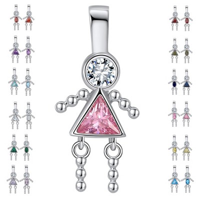 Baby Boy or Girl Birthstone Charm for Mom  Family Tree Grandma Necklace by Ginger Lyne CZ Sterling Silver