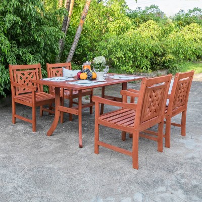 Malibu 5pc Wood Outdoor Patio Dining Set - Tan - Vifah