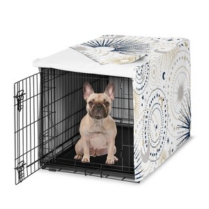 Sweet Jojo Designs Dog Crate Kennel Cover 30in. Celestial Blue Gold and Grey - 1 of 4