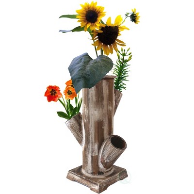 Gardenised Tree Stump Style Garden Tower Vertical Flower Planter with 4 Planting Slots