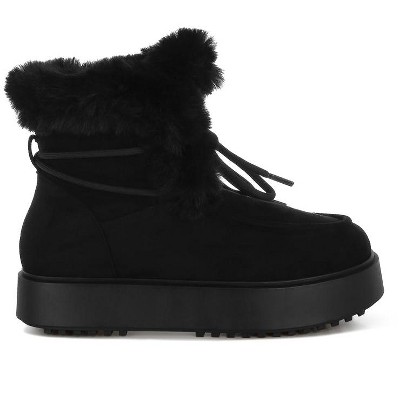 Bunting Faux Fur Collar Flatform Boots Women