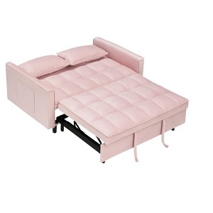 Airsurfer Modern Velvet 3-in-1 Convertible Sofa Bed ¨C Pull Out Love Seat with Pillows & Side Pockets for Living Room - 1 of 4