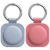 Vena 2 Pack Leather Case for Apple AirTag Holder Keychain Cover, Blue and Pink - 4 of 4