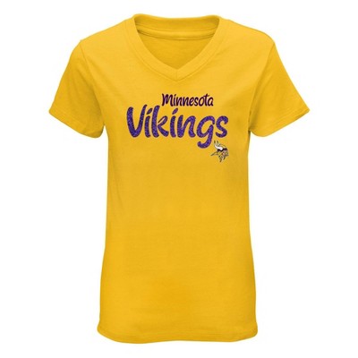 NFL Minnesota Vikings Girls' Short Sleeve V-Neck Core T-Shirt - XL